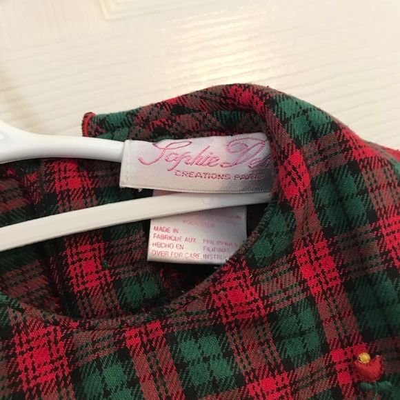 Girls Sophie Dess dress green and red flannel pattern in size 86cm =2.82 feet - Picture 4 of 4